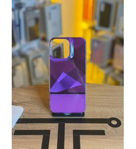 iPhone 16 Pro Max Uyumlu Kristal Görünümlü Geometrik Desenli Parlak Kılıf (Pembe)