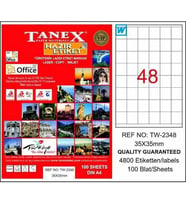 Tanex TW-2348 - 35 x 35 mm Laser Etiket 100 Adet Ücretsiz Kargo