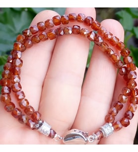 2529 Hossanite Garnet iki sıralı Zirkonlu el yapımı bileklik