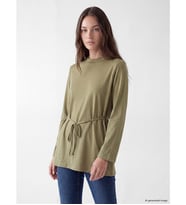 LCW Modest Haki Bisiklet Yaka Kadın Sweatshirt Tunik
