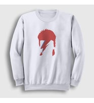 Presmono Unisex Beyaz Lightning Yıldırım David Bowie Sweatshirt 302011tt