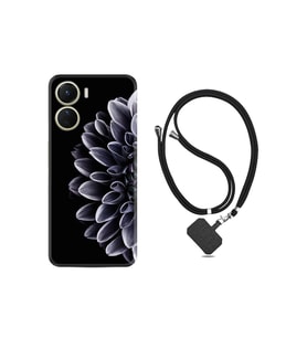 Vivo Y16 Kılıf Ipli Boyun Askılı Desenli Silikon Çiçekler 1639