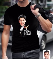 BK Gift Kişiye Özel Godfather Baba Karikatürlü Siyah T-Shirt-1