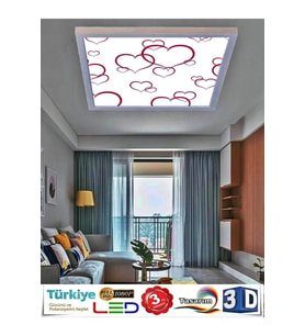 Banyo Avize Kalp Tavana Model 60watt, Beyaz Işık Led Lamba, Beyaz Çerçeveli