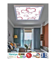 Banyo Avize Kalp Tavana Model 60watt, Beyaz Işık Led Lamba, Beyaz Çerçeveli