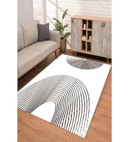 Dijital Kaymaz Taban Yıkanabilir Renkli Salon Halısı Mutfak Halısı Yolluk ND-SD-903 (Beyaz)
