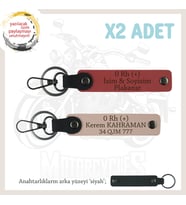 Motosiklet Sevene, İsim Plaka, 0 Rh (+) Kan Grubu Acil Durum x2 Anahtarlık, Nar Çiçeği-Yavruağzı-Syh (Çok Renkli)