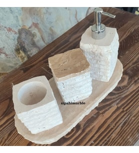 Traverten 4/lü Lüx Banyo Seti