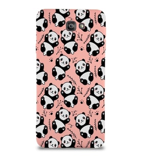Samsung Galaxy J7 Prime 2 Uyumlu Lansman Kılıf Panda Tasarımlı İçi Kadife Kapak-Pembe (Şeffaf)