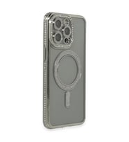 Apple İphone 15 Pro Kılıf Joke Simli Magneticsafe Kılıf - Gri
