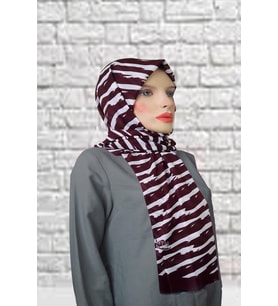Süperstar Pamuklu Dalgalı Siyah Sarı Şal (Bordo - Beyaz)