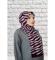 Süperstar Pamuklu Dalgalı Siyah Sarı Şal (Bordo - Beyaz)
