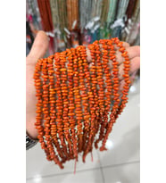 Mercan Taşı -Parlak Turuncu Yandan Delikli Arpa Kesim 4x8mm Dizi