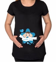 BK Gift Coming Soon Tasarımlı Siyah Hamile Tişört-3