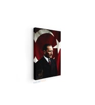 Dikey Kanvas Tablo Salon Duvar Tablosu Atatürk Ve Bayrak Yeni Ev Hediyesi Ofis Tablosu