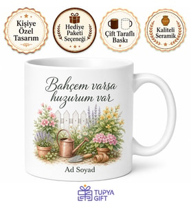 Kişiye Özel Bahçe Keyfi Baskılı Seramik Kupa Bardak Hediye