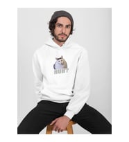 Unisex Huh? Cat Sweatshirt (Beyaz)