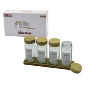 4PCS BAMBU KAPAKLI CAM TUZLUK - BİBERLİK - BAHARATLIK 120ML (4767)