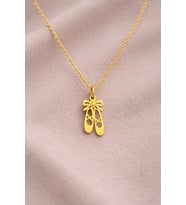 Kişiye Özel 925 Ayar Gümüş Balerin Ayakkabısı Şans Kolye Balerinlere Özel (Gold)