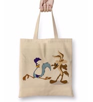 Road Runner ve Coyote 01 Bez Çanta Uzun Saplı