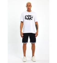 Erkek Bisiklet Yaka Regular Fit NYC Baskılı Tişort SPR22TS114 (Beyaz)