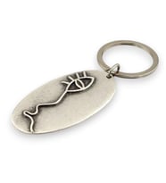 Balık Yaşam Çizim Tasarım Antik Metal Oval Anahtarlık KC203