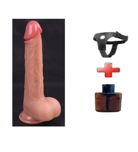 LilituShop 21 cm Belden Bağlamalı Manyetik Şarjlı Çift Katmanlı Uzaktan Kumandalı Titreşimli Silikon Penis