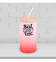 BK Gift İsimli Dad Tasarımlı Kırmızı Renk Pipetli Buzlu Cam Bardak 600ml - 5, Babaya Hediye, Doğum Günü Hediyesi