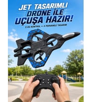 Jet Tasarımlı Uzaktan Kumandalı Drone 4 Pervaneli 2.4G 360 Derece Takla LED Işıklı Uçak