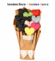 Senden Önce Senden Sonra Peluş Kalp Yastık Büyük Hediye Buketi