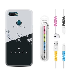Oppo A5S A15 A16 A54 A55 A73 A74 Kılıf Kablo Koruma Spiral Silikon Life and Death 1339