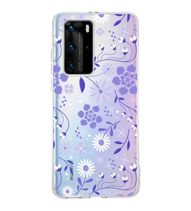 Huawei P40 Pro Uyumlu Kapak Flowers Tasarımlı Şeffaf Silikon Kılıf