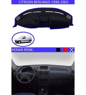 Citroen Berlingo 1996-2002 Modelleri İçin Uygun Torpido Koruma Halısı Siyah Kenar Renk Mavi
