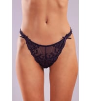 Giyim  Giselle Mini String, Kadın Güpürlü Saten Mor String Külot