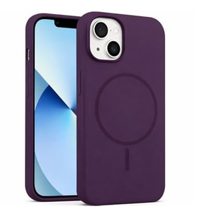 Coverzone ?phone 13-14 ile Uyumlu Kadife ?� Y�zeyli Premium Silikon K?l?f MagSafe ile Uyumlu Kablosuz ?arj Destekli Darbe Emici Yumu?ak Dokulu Koruma Tasar?ml? Telefon K?l?f? Derin Mor
