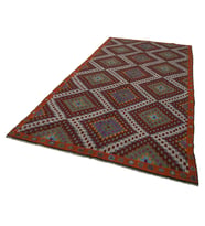Bordo Kilim Salon Kilimi El Dokuma Yün Geometrik Motifli Etnik Tarz Dekoratif Bohem