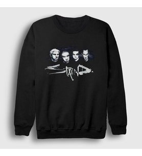 Presmono Unisex Siyah Band Staind Sweatshirt 429558tt