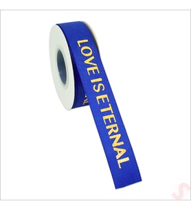Grogren Kurdele Eternal Altın Baskılı, 2,5cm x 23mt - Koyu Mavi