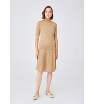 Peraluna BETTY BLOUSE Balıkçı Yaka Kısa Kollu İnce Basic Kadın Triko Bluz - Camel Melanj