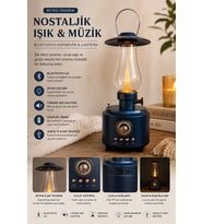 Powerdex Pd-81 Dekoratif LED Lamba Bluetooth Hoparlör 10W Şarjlı Lityum Bataryalı Nostaljik Masa Lambası