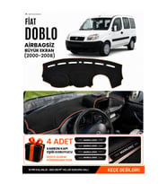FIAT DOBLO (2000-2008) AİRBAGSİZ BÜYÜK EKRAN Uyumlu Torpido Örtüsü Torpido Kılıfı - Siyah Kahverengi
