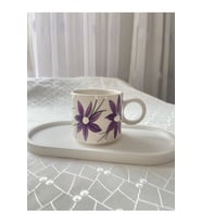 Çiçekli Mor Kupa Bardak Çay Kahve Fincanı 200 ml