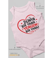 Dünya Bir Yana Yengem Bir Yana Sıfır Kol Bebek Zıbını %100 Pamuk