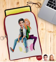 BK Gift Kişiye Özel Sevgililer Karikatürlü Taşınabilir Koruyucu Tablet Kılıfı & Organizer Çanta - Kırmızı-35