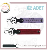 Yol Arkadaşlarına Özel, İsim Plaka ve B Rh (-) Kan Grubu Kişisel x2' li Anahtarlık, Mor-Kırmızı-Laci (Çok Renkli)