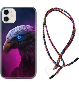 Apple iPhone 11 12 13 Mini Kılıf Boyun Asklı Rasta Silikon Kartal 1622