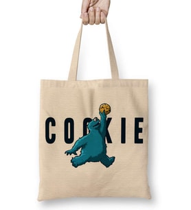Monster Cookies Cookie Kurabiye Canavarı Bez Çanta Uzun Saplı