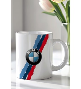 BMW Tasarımlı 330ml Baskılı Beyaz Seramik Kupa Bardak
