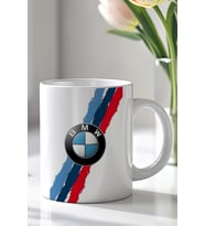 BMW Tasarımlı 330ml Baskılı Beyaz Seramik Kupa Bardak