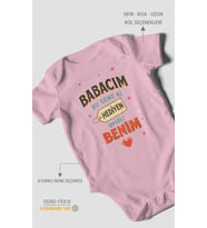 Babacım Bu Sene Ki Hediyen Geldi Benim Baskılı Bebek Zıbını – Çıtçıtlı Body  %100 Pamuk Kısa Kol (Koyu Pembe)